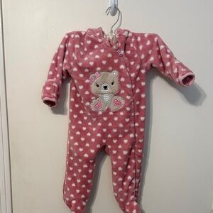 Pink Heart Patterned Kids One Piece